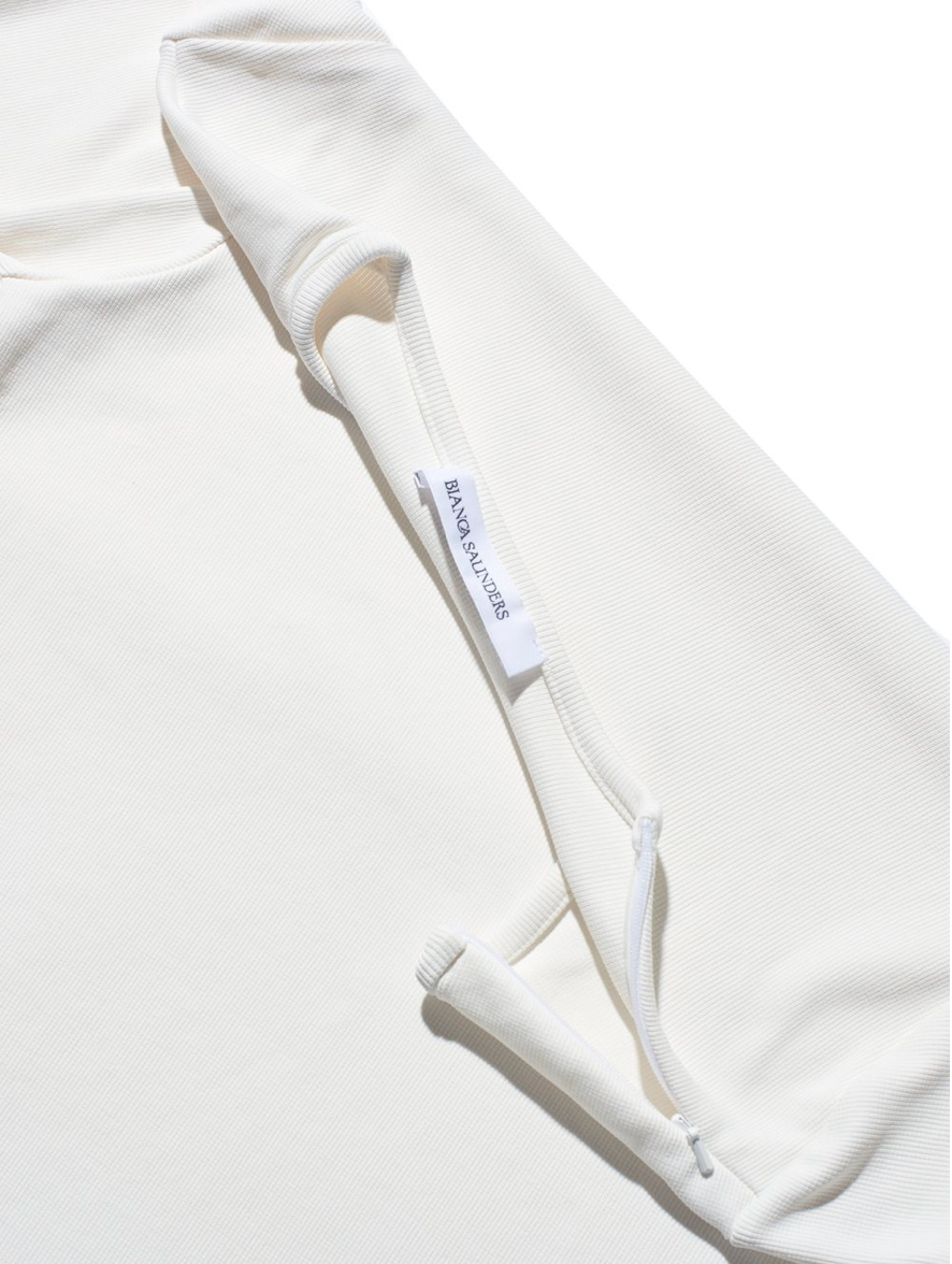White Y Neck Long Sleeve Top