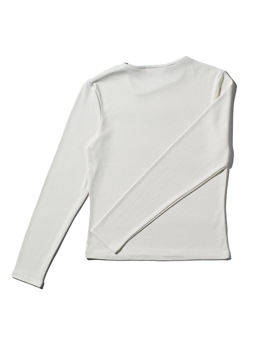 White Y Neck Long Sleeve Top