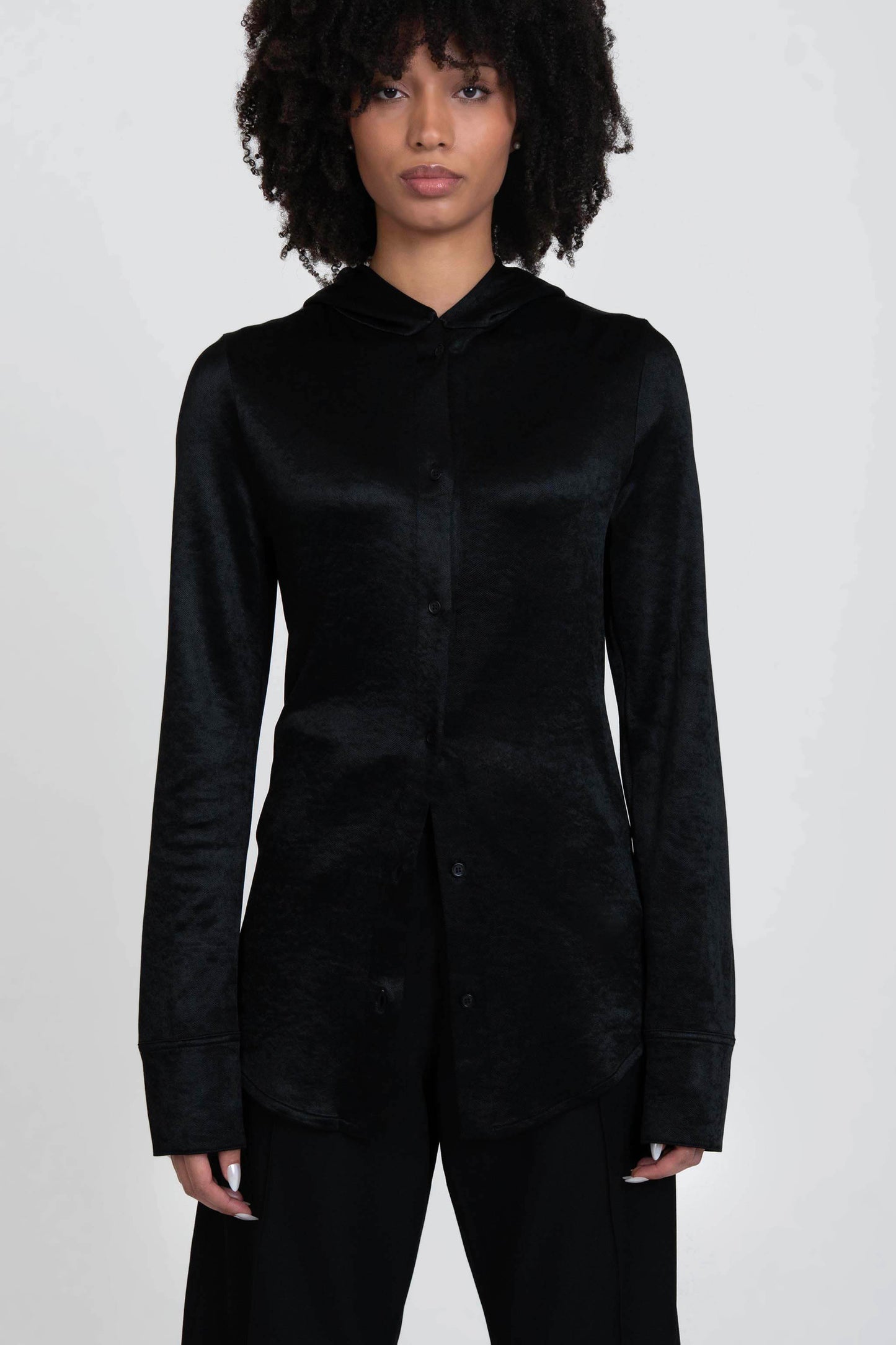 Bianca Saunders Slot Hooded Shirt - women's hooded shirt front view
