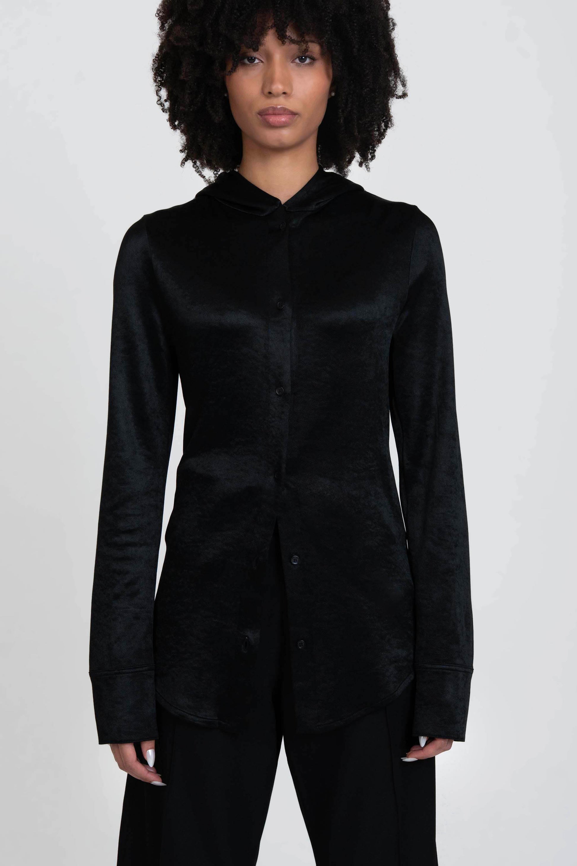 Bianca Saunders Slot Hooded Shirt - women's hooded shirt front view
