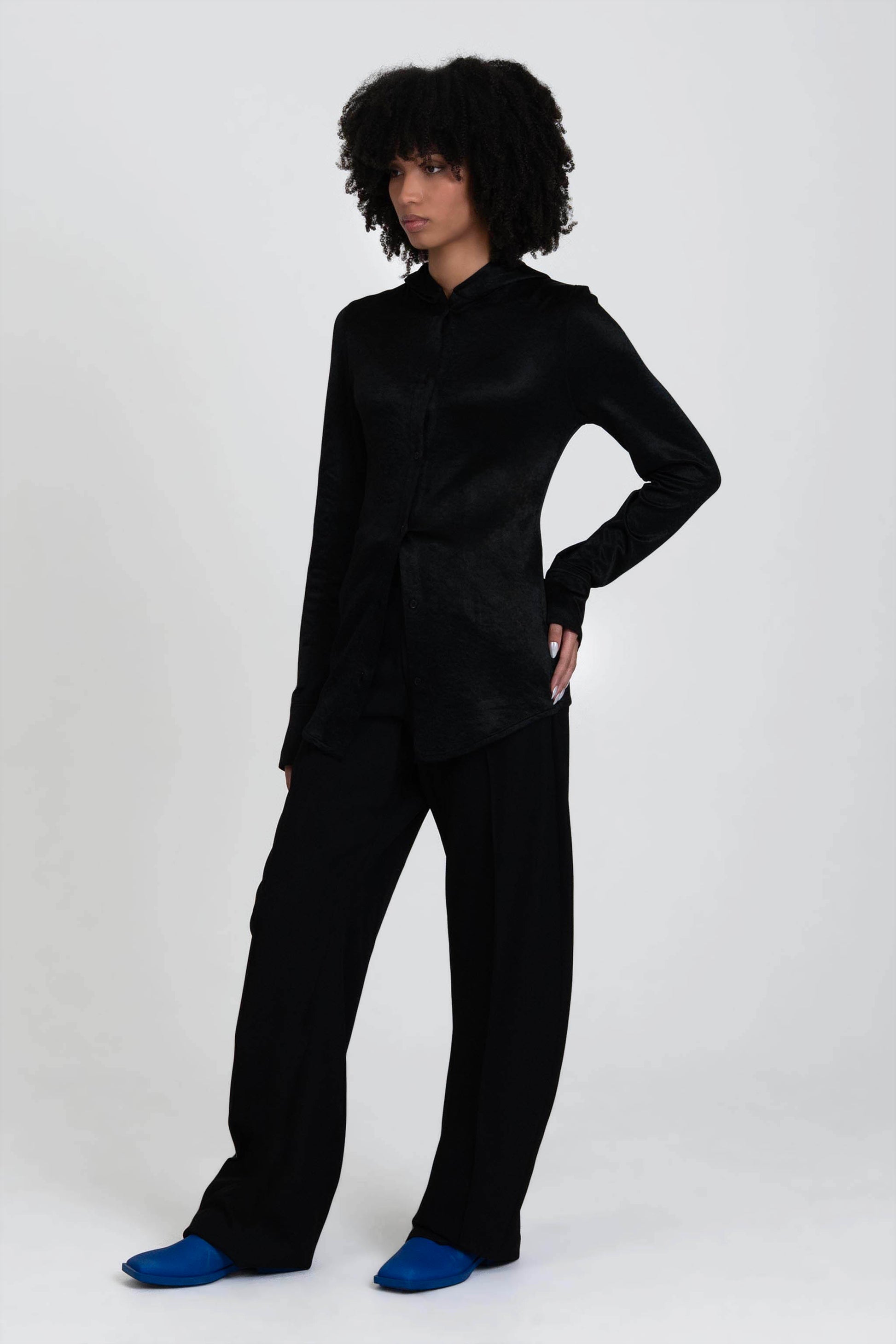 Bianca Saunders Slot Hooded Shirt Naia Acetate - women's shirt detail