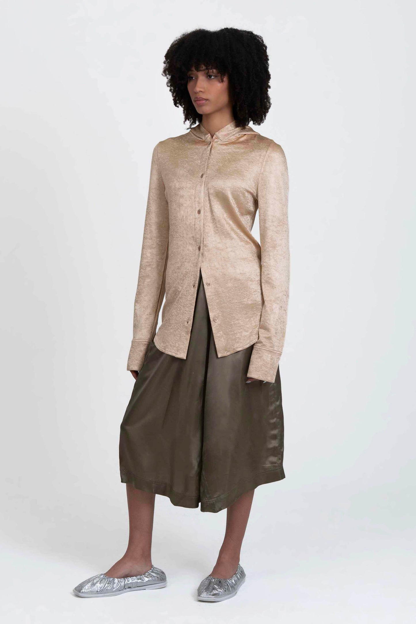Bianca Saunders Slot Hooded Shirt sustainable fabric - women's designer shirt detail