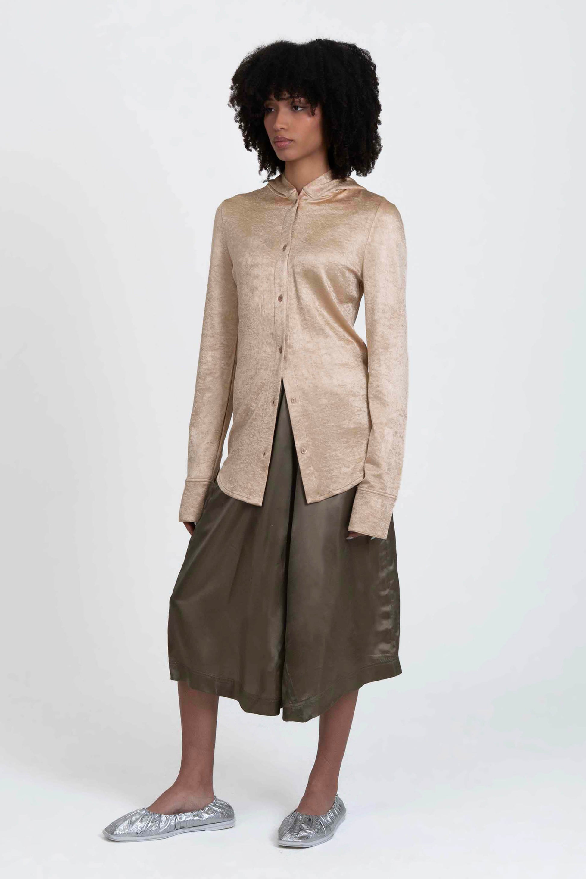 Bianca Saunders Slot Hooded Shirt sustainable fabric - women's designer shirt detail