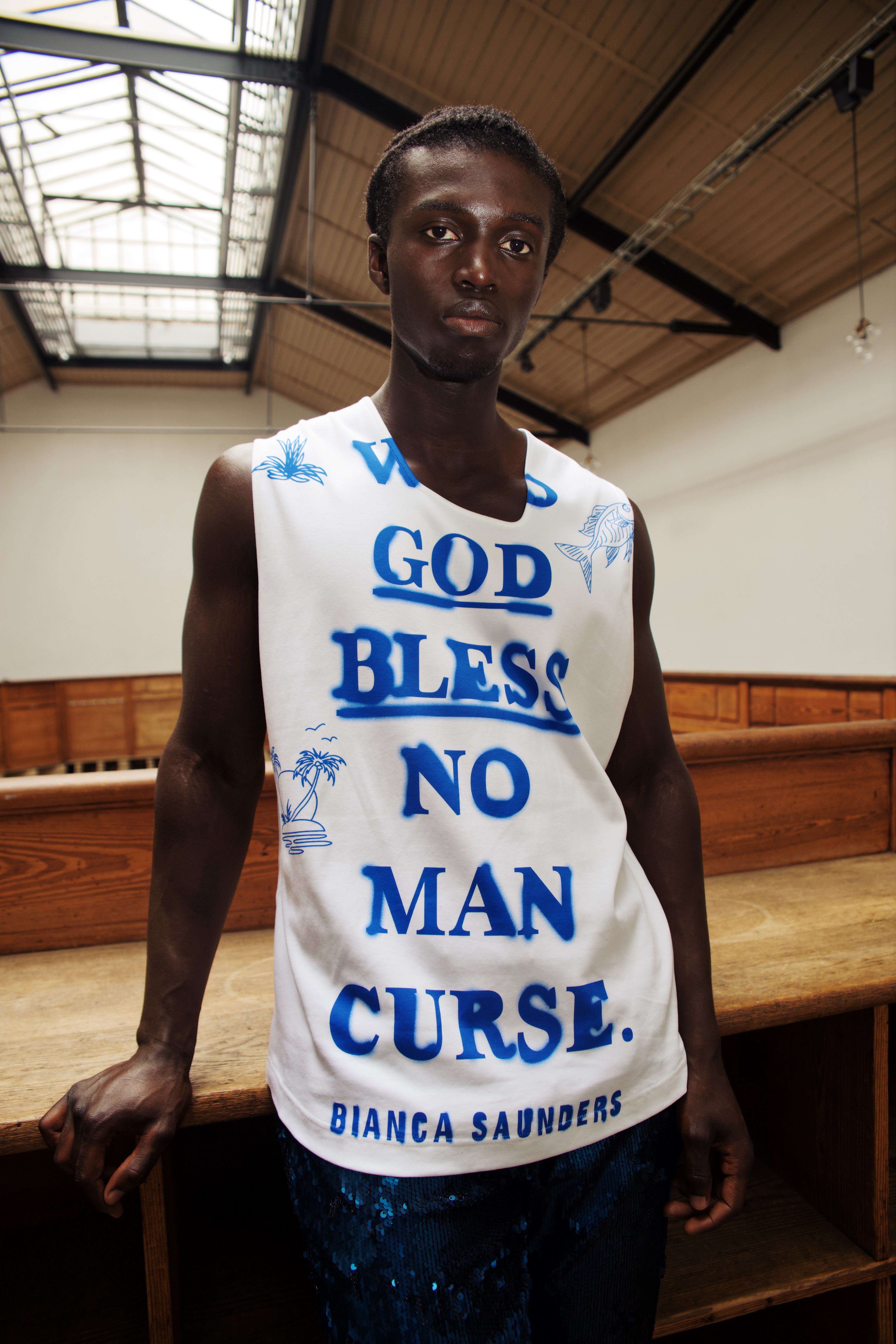 【関税込み】Bianca Saunders Tシャツ Bianca Saunders Asymmetric Long Sleeve T-Shirt In White - 75