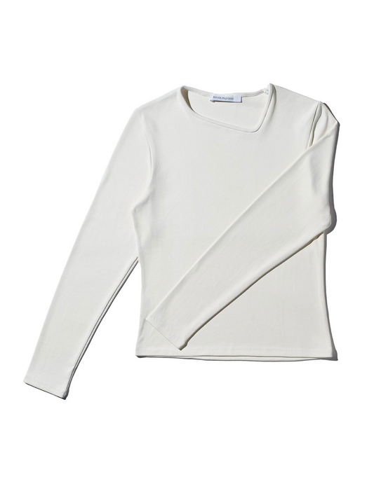 White Y Neck Long Sleeve Top