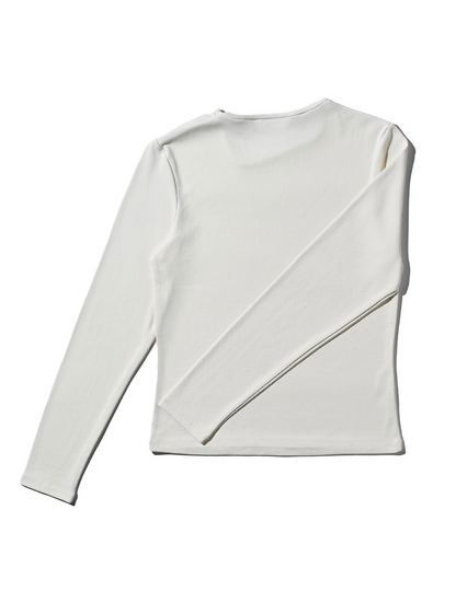 White Y Neck Long Sleeve Top